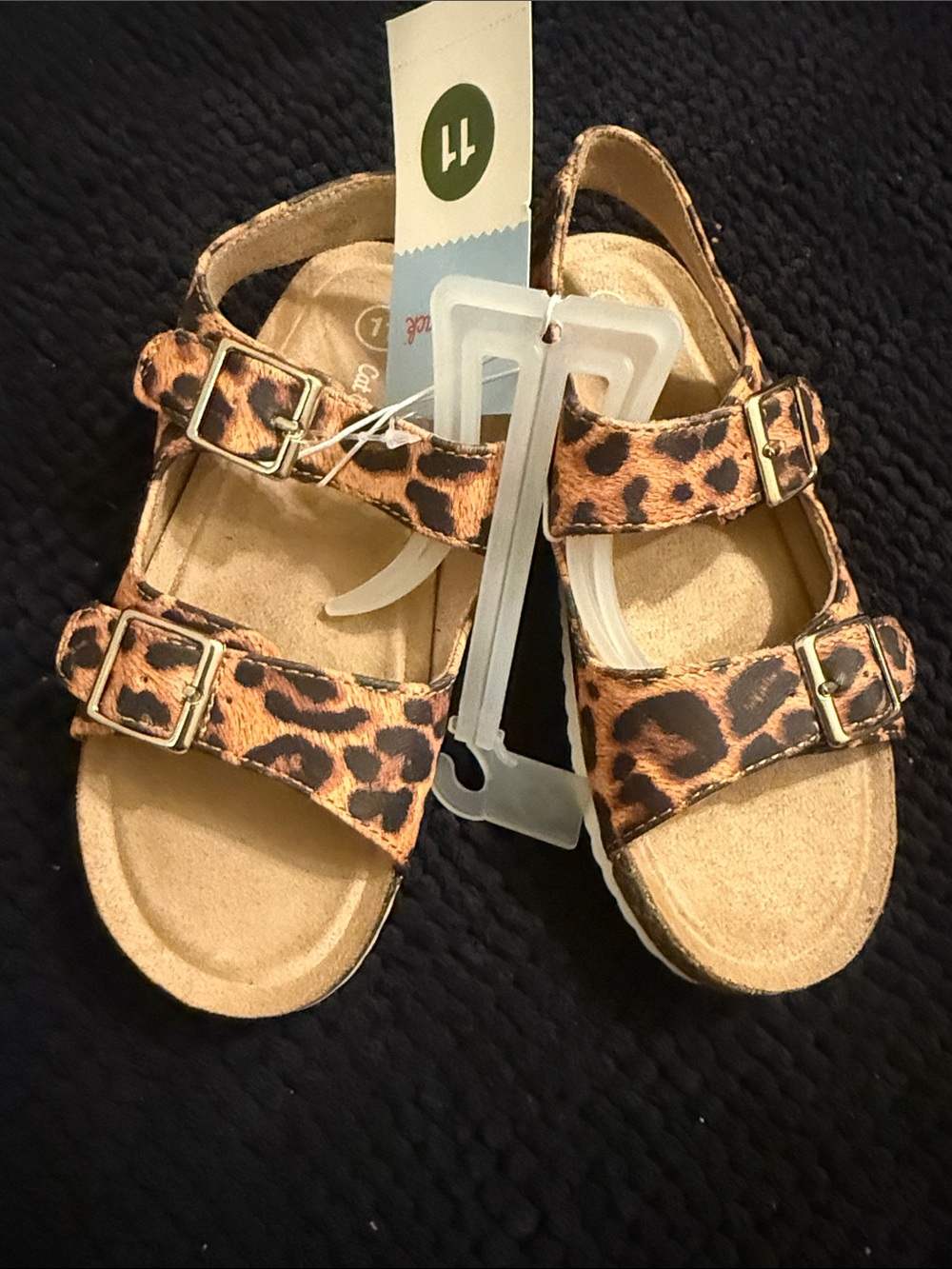 Cat & Jack Leopard-Print Double Strap Sandals - Brown, Black